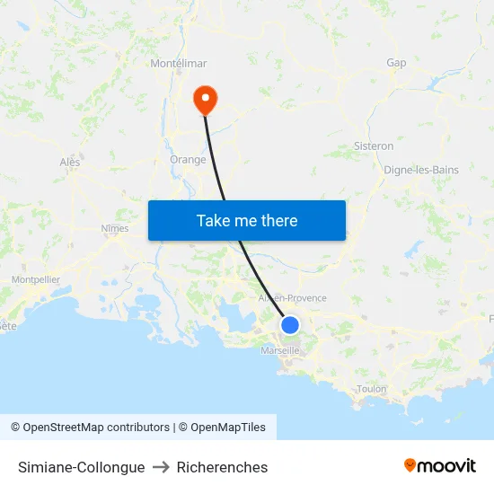 Simiane-Collongue to Richerenches map
