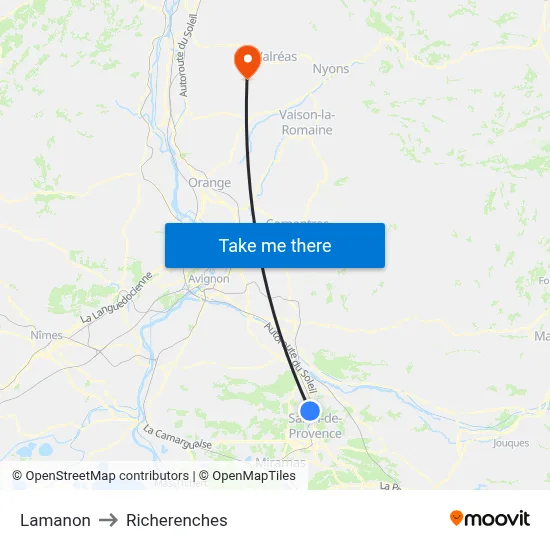 Lamanon to Richerenches map
