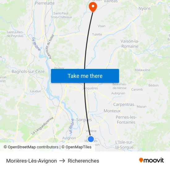 Morières-Lès-Avignon to Richerenches map