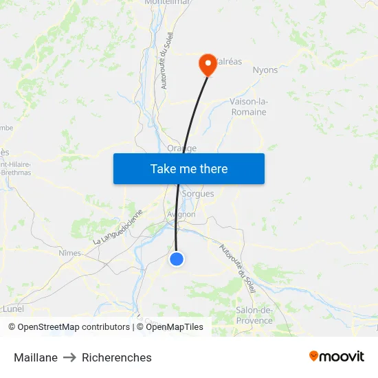 Maillane to Richerenches map
