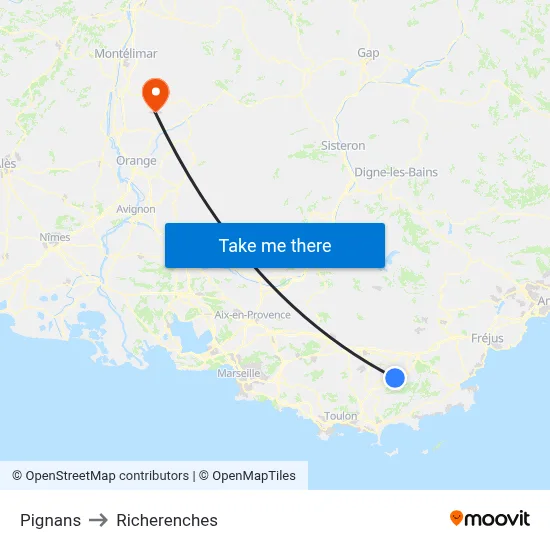 Pignans to Richerenches map