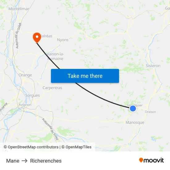 Mane to Richerenches map