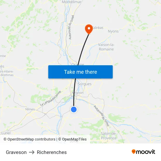 Graveson to Richerenches map