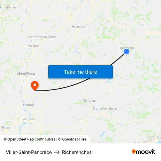 Villar-Saint-Pancrace to Richerenches map