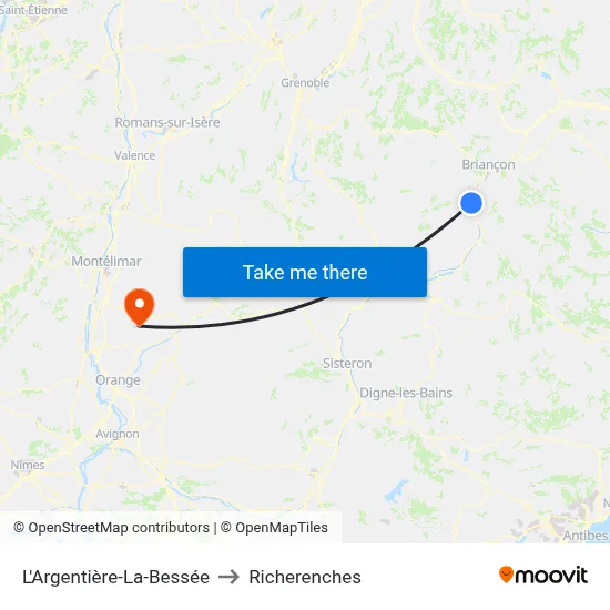 L'Argentière-La-Bessée to Richerenches map