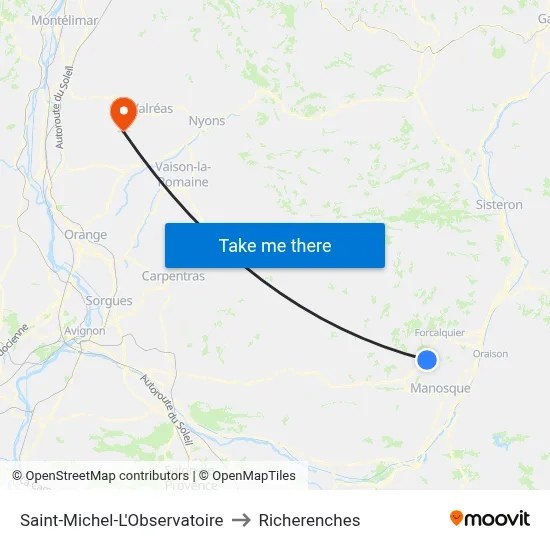 Saint-Michel-L'Observatoire to Richerenches map