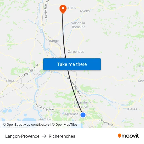 Lançon-Provence to Richerenches map