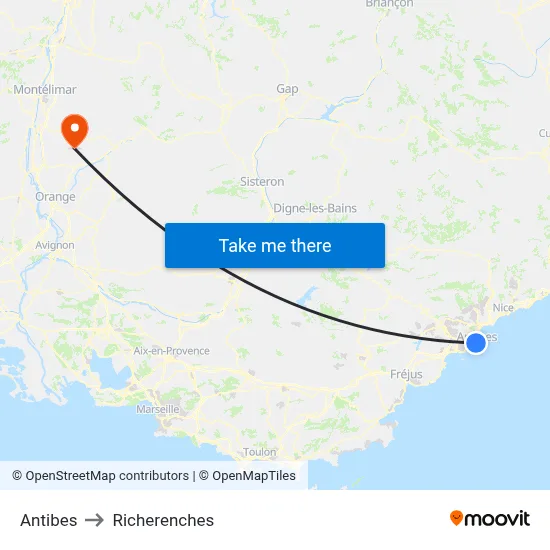 Antibes to Richerenches map