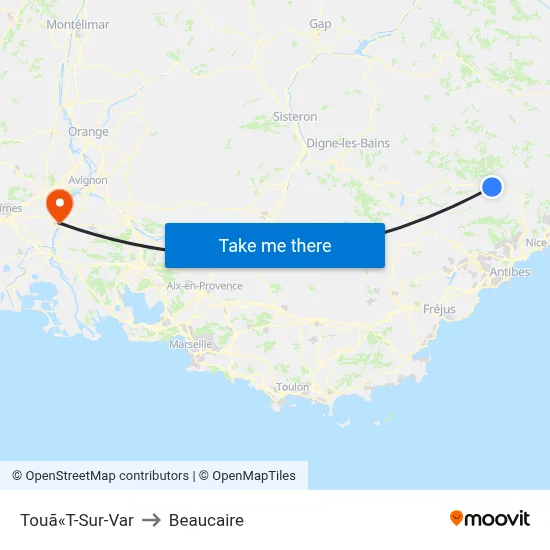 Touã«T-Sur-Var to Beaucaire map