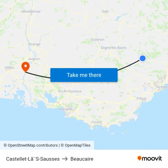 Castellet-Lã¨S-Sausses to Beaucaire map