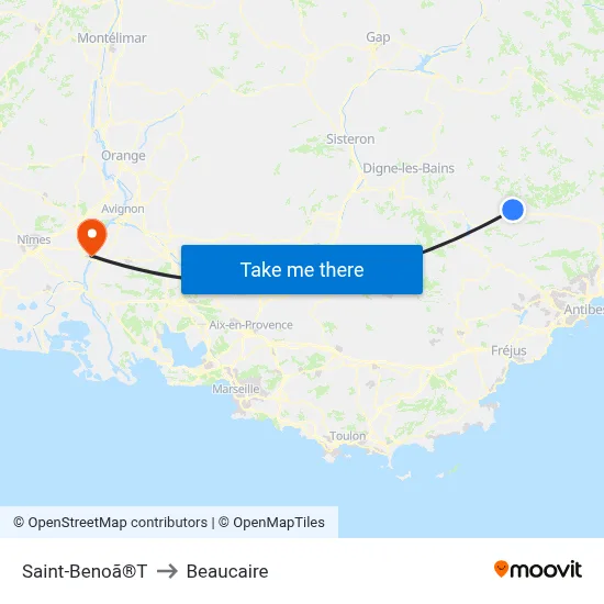 Saint-Benoã®T to Beaucaire map