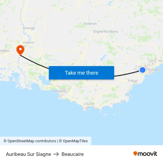 Auribeau Sur Siagne to Beaucaire map