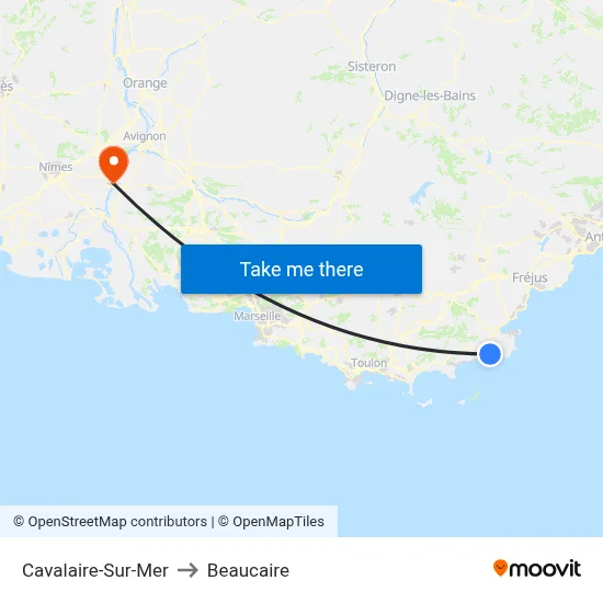 Cavalaire-Sur-Mer to Beaucaire map