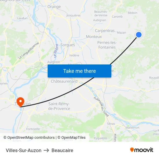 Villes-Sur-Auzon to Beaucaire map