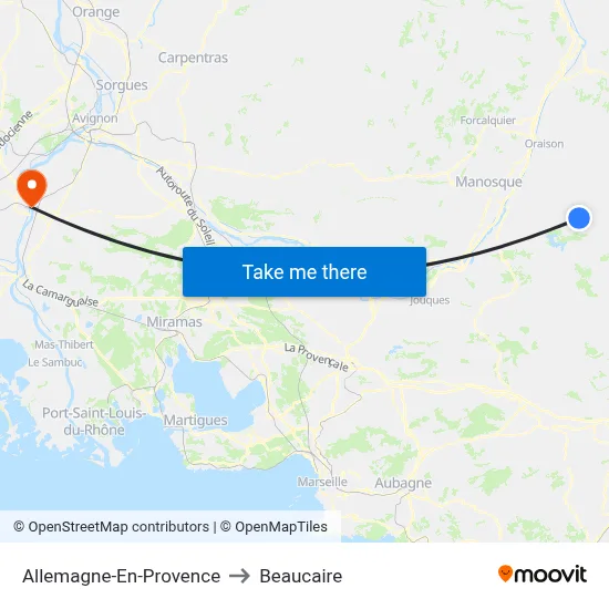 Allemagne-En-Provence to Beaucaire map