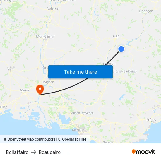 Bellaffaire to Beaucaire map