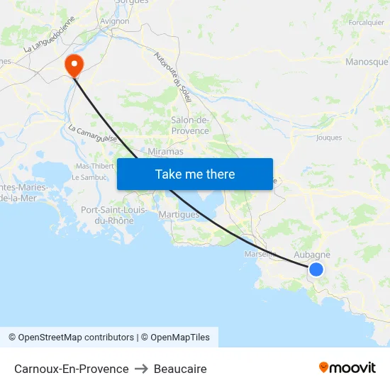 Carnoux-En-Provence to Beaucaire map