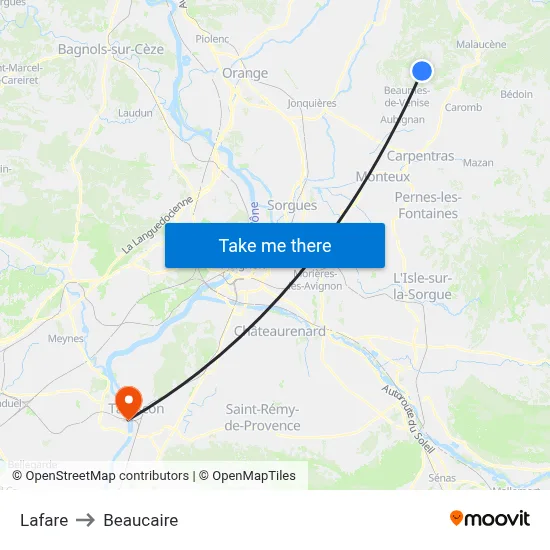 Lafare to Beaucaire map