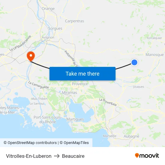 Vitrolles-En-Luberon to Beaucaire map