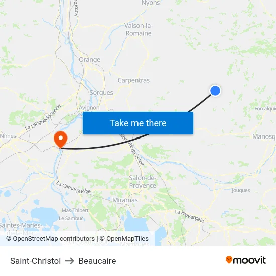 Saint-Christol to Beaucaire map