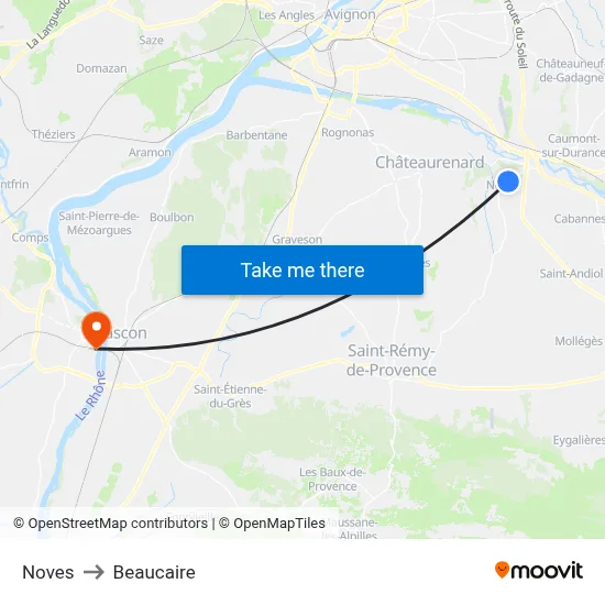 Noves to Beaucaire map