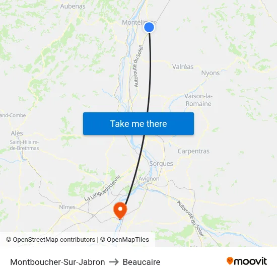 Montboucher-Sur-Jabron to Beaucaire map
