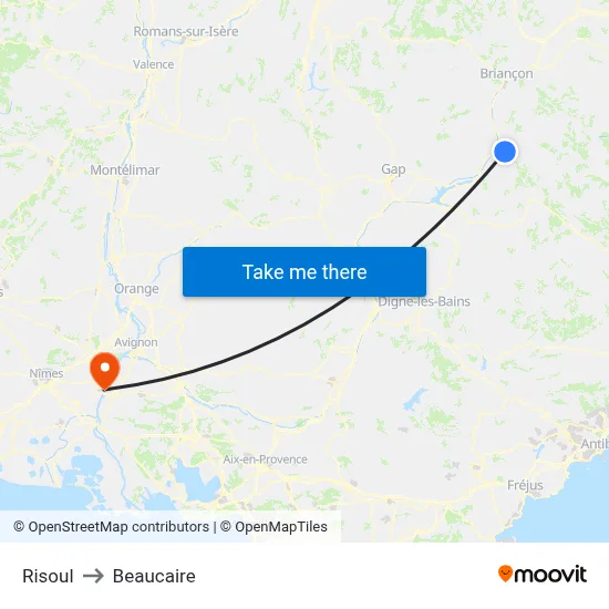 Risoul to Beaucaire map