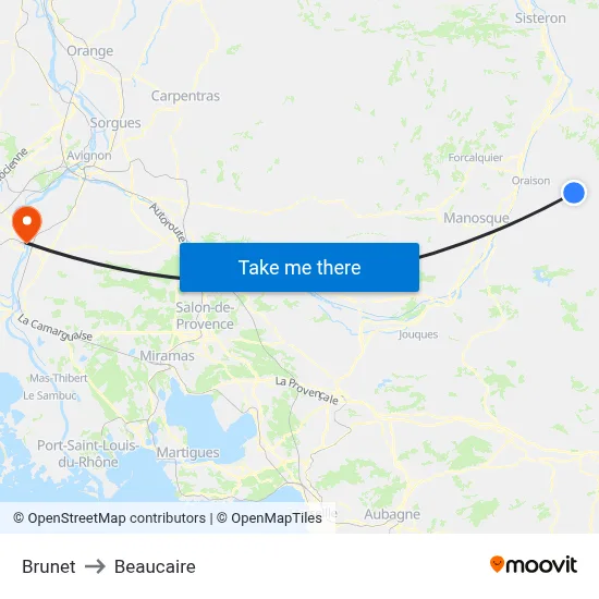 Brunet to Beaucaire map