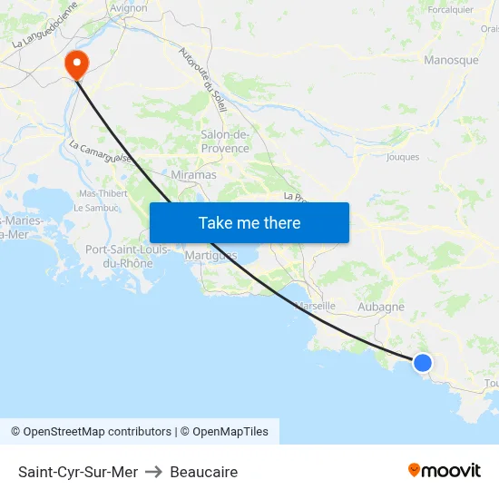 Saint-Cyr-Sur-Mer to Beaucaire map