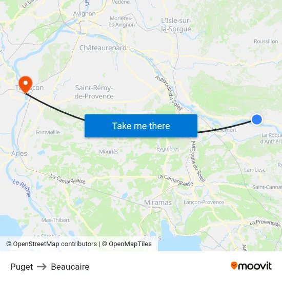 Puget to Beaucaire map