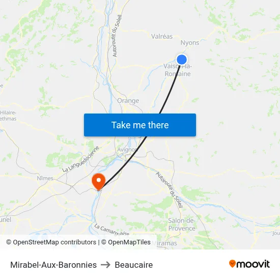 Mirabel-Aux-Baronnies to Beaucaire map