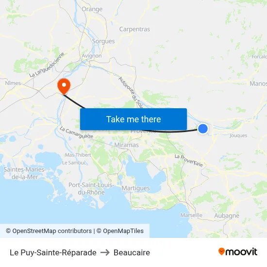 Le Puy-Sainte-Réparade to Beaucaire map