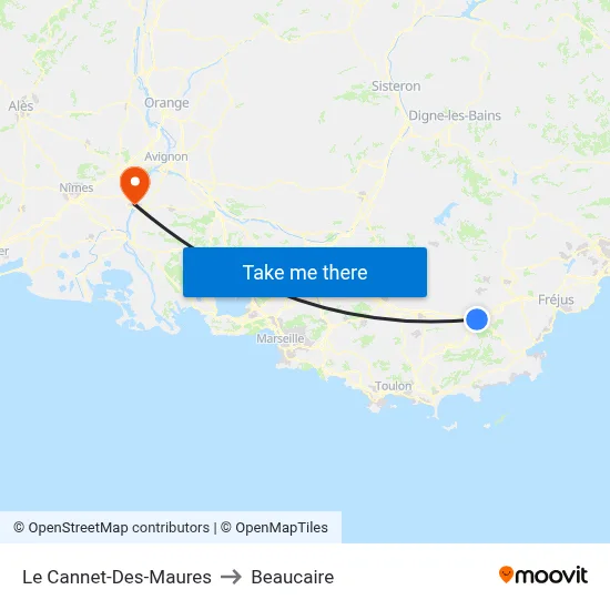 Le Cannet-Des-Maures to Beaucaire map