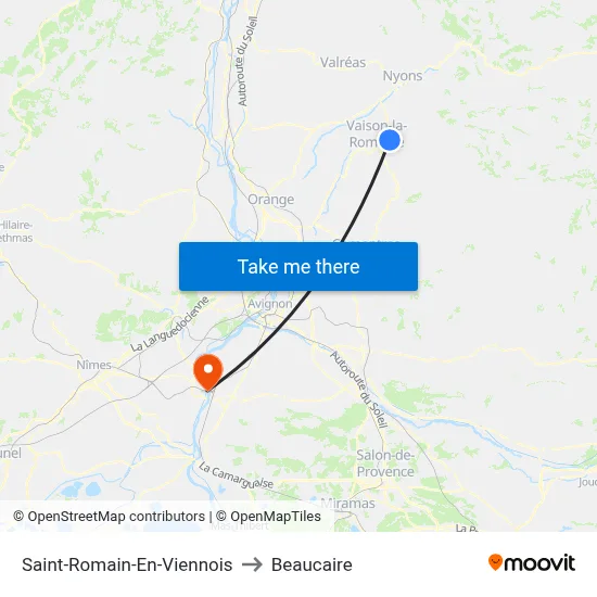 Saint-Romain-En-Viennois to Beaucaire map