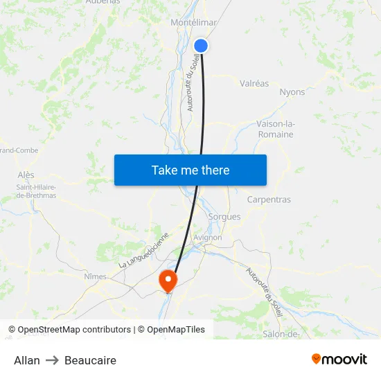 Allan to Beaucaire map