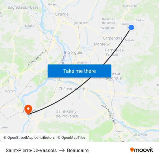Saint-Pierre-De-Vassols to Beaucaire map