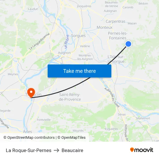 La Roque-Sur-Pernes to Beaucaire map