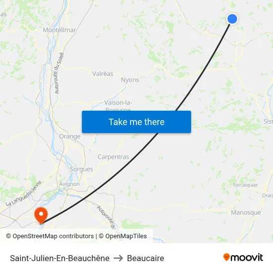 Saint-Julien-En-Beauchêne to Beaucaire map