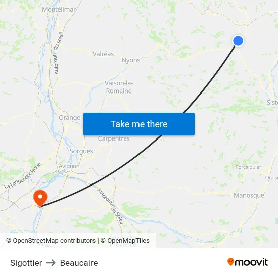 Sigottier to Beaucaire map