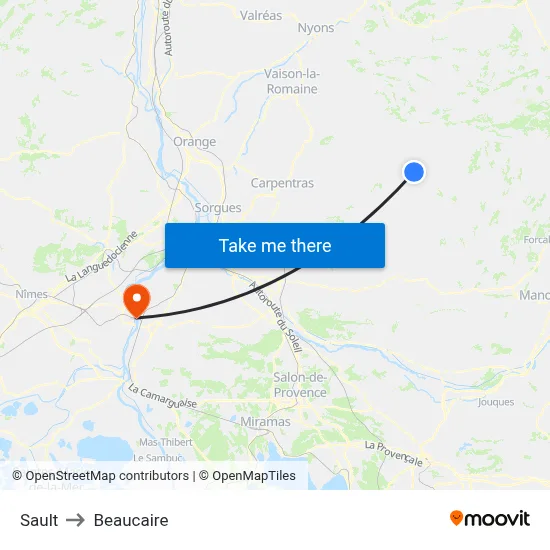 Sault to Beaucaire map