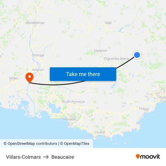 Villars-Colmars to Beaucaire map