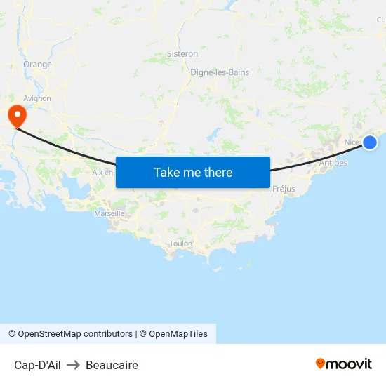 Cap-D'Ail to Beaucaire map