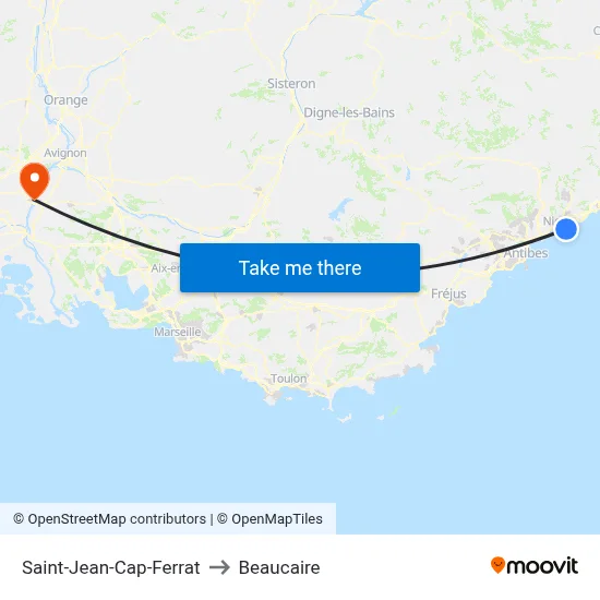 Saint-Jean-Cap-Ferrat to Beaucaire map