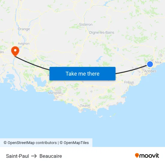 Saint-Paul to Beaucaire map