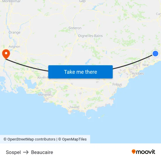 Sospel to Beaucaire map