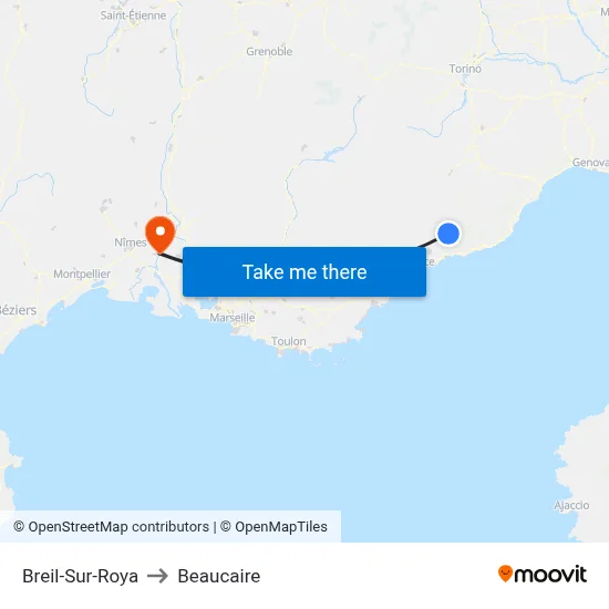 Breil-Sur-Roya to Beaucaire map