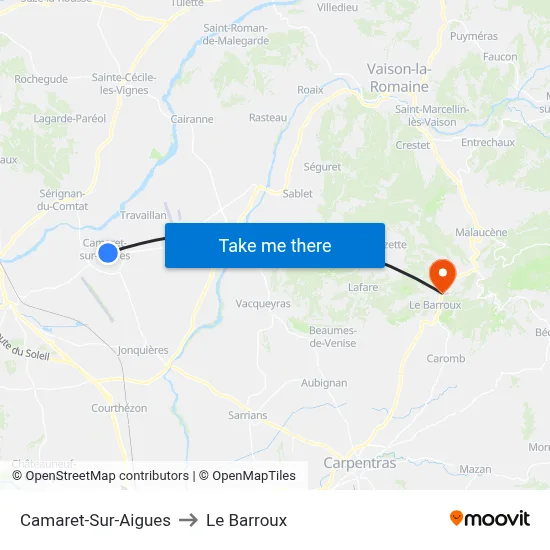 Camaret-Sur-Aigues to Le Barroux map