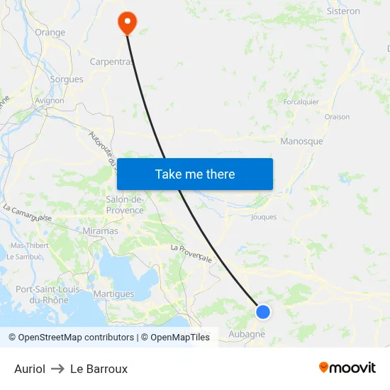 Auriol to Le Barroux map