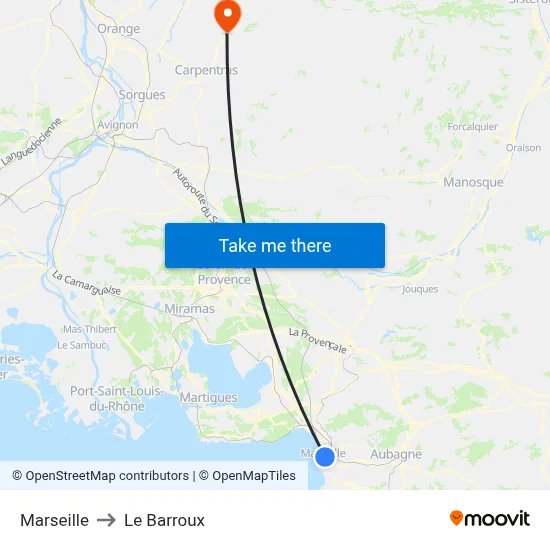 Marseille to Le Barroux map