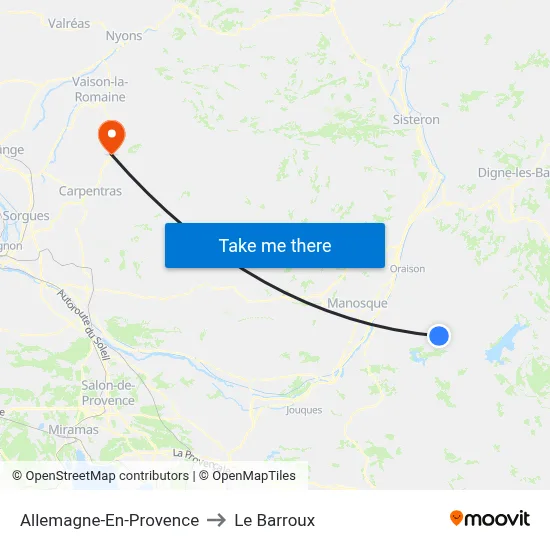 Allemagne-En-Provence to Le Barroux map